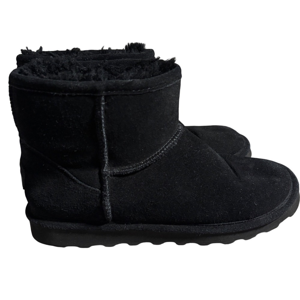 Bearpaw Alyssa Black Cow Suede Sheepskin Wool Blend Boots Womens 9 Comfort Cozy